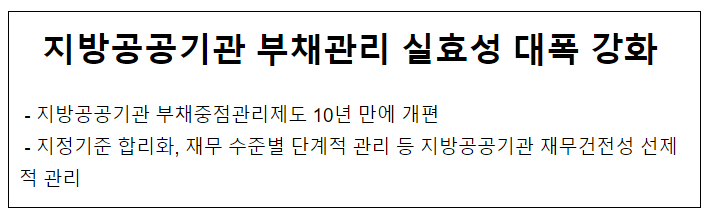 지방공공기관 부채관리 실효성 대폭 강화 지방공공기관 부채관리 실효성 대폭 강화
