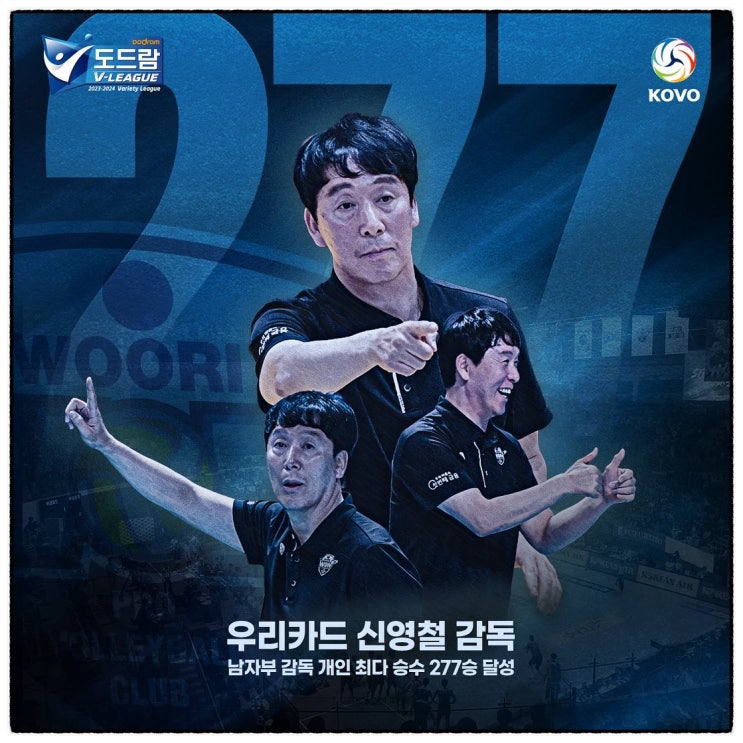 <b>우리카드</b>, 개막 4연승…<b>신영철 감독</b> 최다승 기록