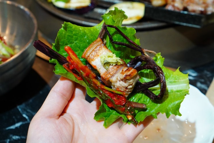  옥정동맛집 육즙의정 간판 없는 고기집, 무쇠 불판에 굽는 오겹살