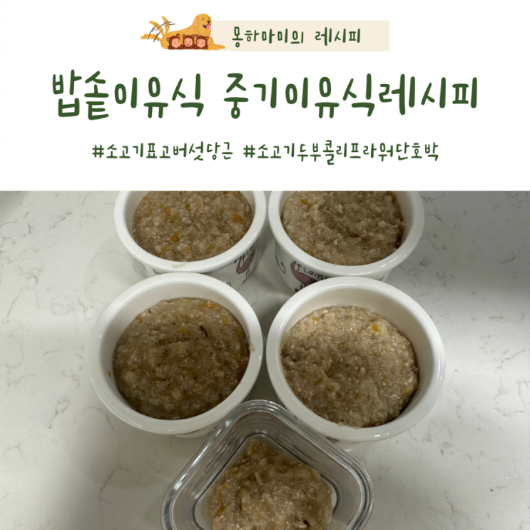  밥솥이유식 중기 소고기두부콜리플라워단호박 소고기표고버섯단호박