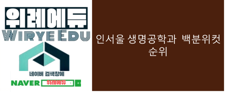  [정시] 인서울 생명공학과 백분위컷 순위