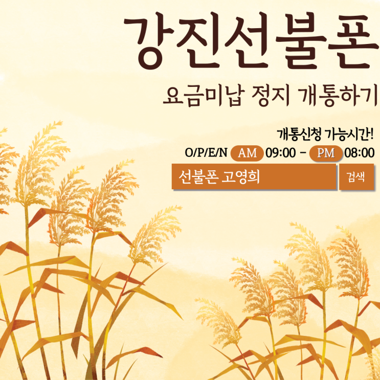  강진선불폰 요금미납 정지 개통하기