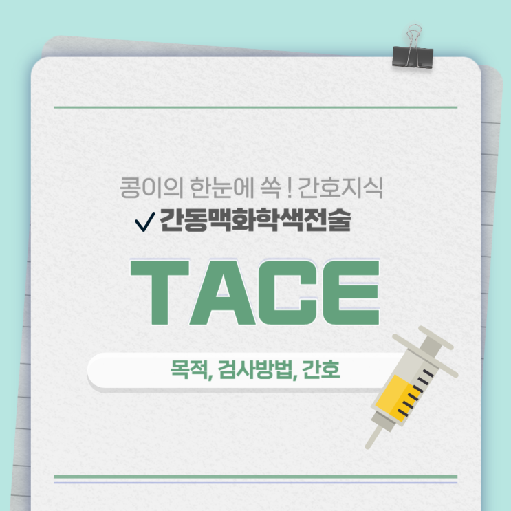 의학용어 TACE(transarterial chemoembolization, 간동맥화학색전술) 목적, 검사방법, 간호