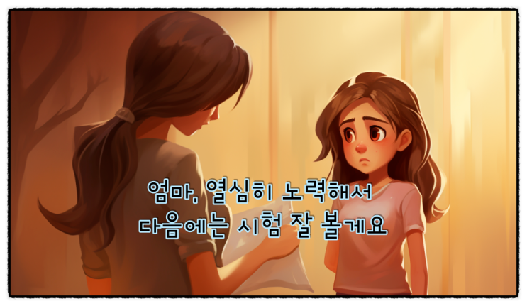  엄마, 열심히 노력해서 다음에는 시험 잘 볼게요