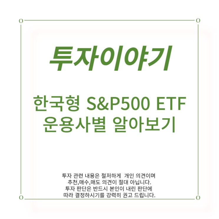  [투자] 한국형 S&P 500 비교