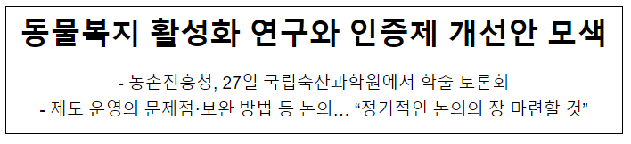 동물복지 활성화 연구와 인증제 개선안 모색