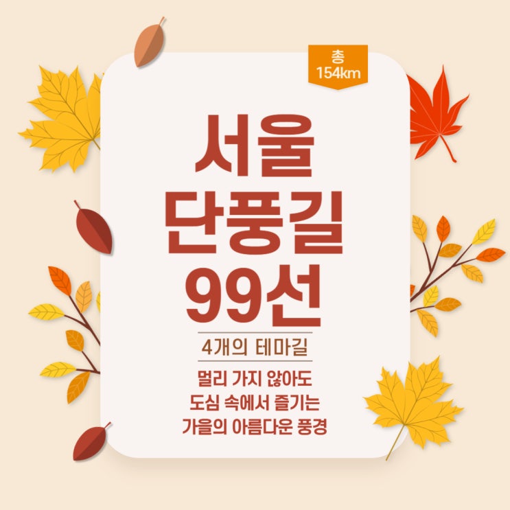 [멀리 가지 않아도 도심 속에서 즐기는 단풍 구경] 서울시가 선정한 '서울 단풍길 99선'을 따라 아름다운 가을에 흠뻑 빠져보세요!(스마트 서울맵 서울 단풍길)