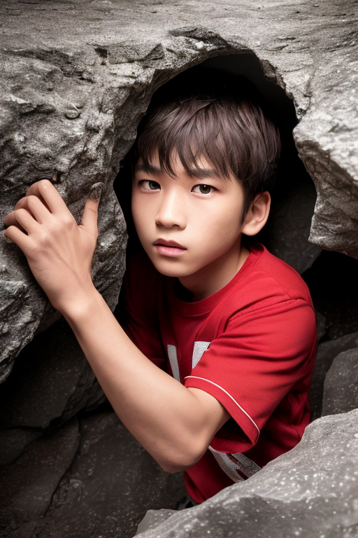[Ai Greem] 그림_남자 555: Free image of a handsome boy with brown hair in a nice cave, teenage, man
