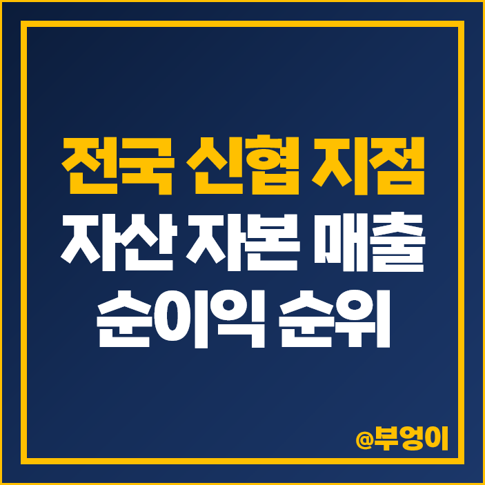 신협 순위 자산 자본금 매출액 영업이익 당기순이익 부실 위기인가