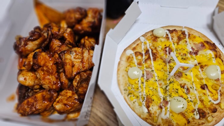  [일상] "굽네 치킨 + 피자"- 볼케이노 치킨 + 스윗 콘치즈 피자 (신제품)