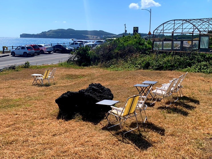  제주도 여행 사계해안 바다뷰의 서귀포 애견동반카페 에캄