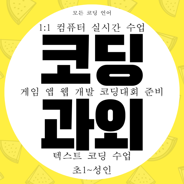 양주 코딩 컴퓨터 학원 과외 선생님 1:1 수업 원격으로 합니다.