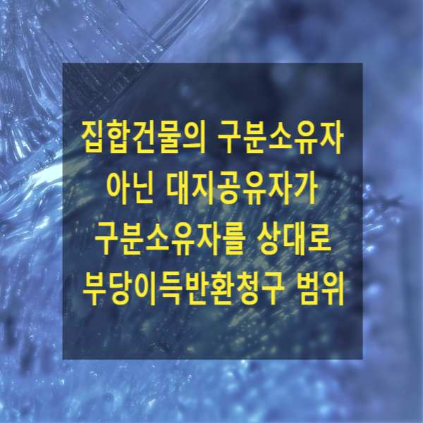  집합건물의 구분소유자 아닌 대지공유자가 구분소유자를 상대로 부당이득반환청구 범위