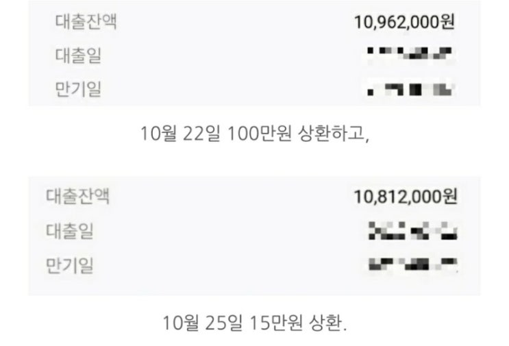 10월 막날기념 추가로 신용대출 갚기. 내가 사는 스타일