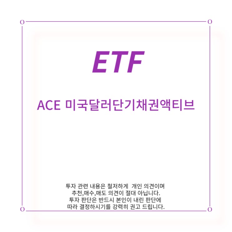 [ETF] ACE 미국달러단기채권액티브