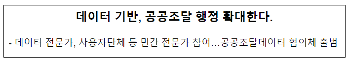 데이터 기반, 공공조달 행정 확대한다