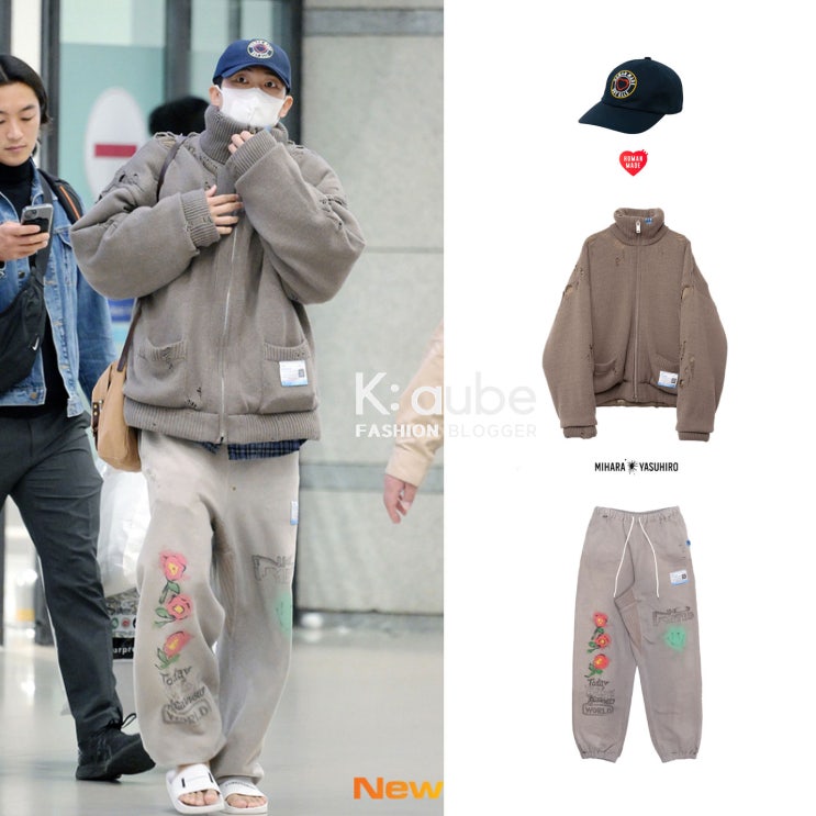 방탄소년단 RM 알엠 공항 패션 미하라 야스히로 집업 가디건 스웨트팬츠 휴먼메이드 볼캡 모자 스타일 정보 방탄소년단 RM 알엠 공항 패션 미하라 야스히로 집업 가디건 스웨트팬츠 휴먼메이드 볼캡 모자 스타일 정보