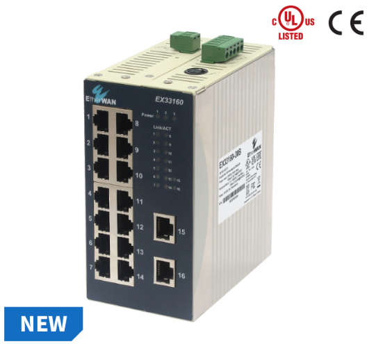  16포트 산업용 이더넷 스위치 EX33160-00B