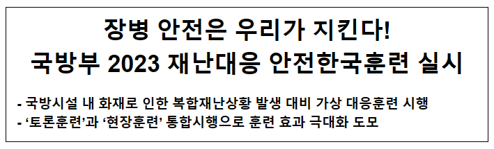 국방부 2023 재난대응 안전한국훈련 실시