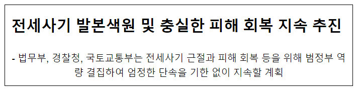 전세사기 발본색원 및 충실한 피해 회복 지속 추진(공동보도자료)