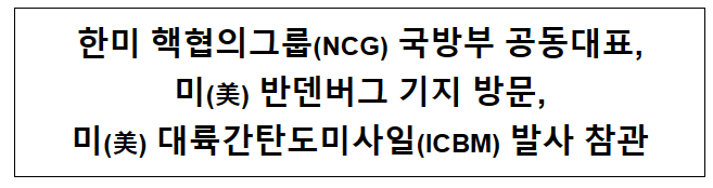 한미 NCG 국방 공동대표, 美 ICBM 발사 참관