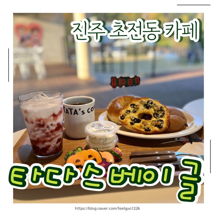 진주 초전동 대형카페 타다스베이글 +애견동반
