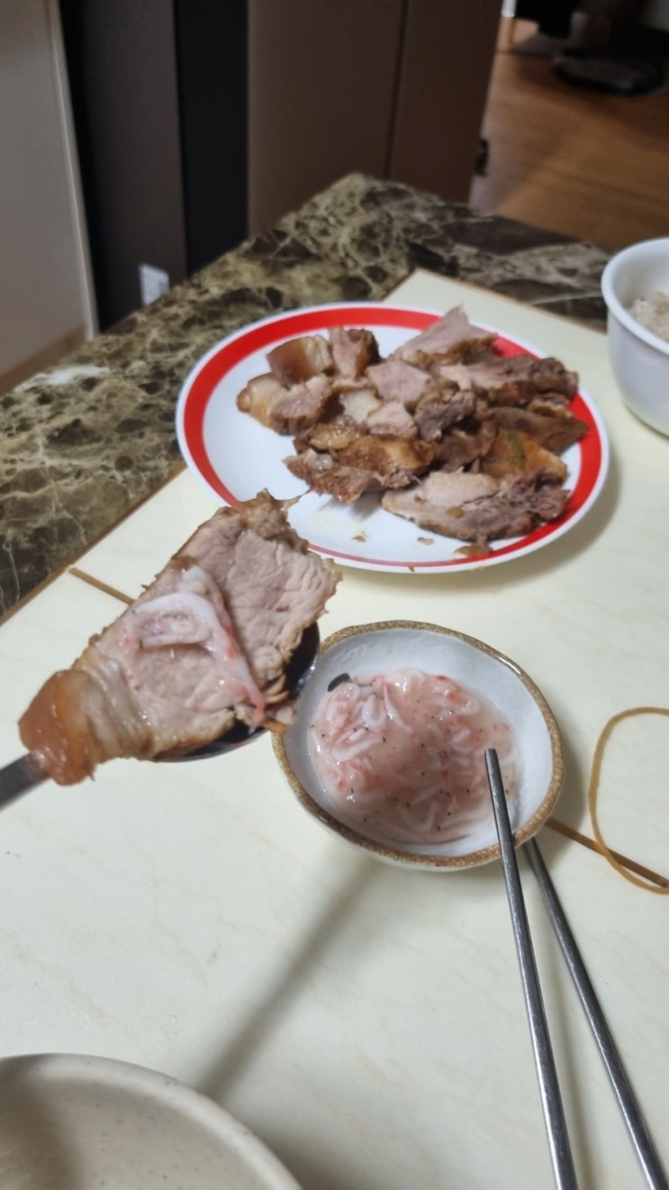  집에서 처음 해 본 수육