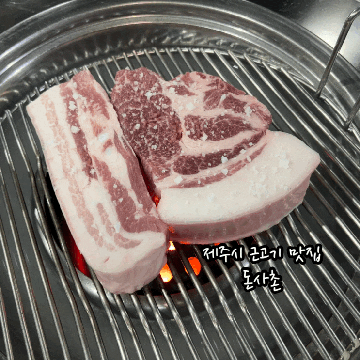  제주공항 주변 맛집 맛집 돈사촌 본점 흑돼지 근고기 야외 테이블 즐기기