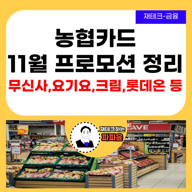 [재테크-금융] NH농협카드 11월 프로모션 안내 (무신사,요기요, 크림,롯데온 등)