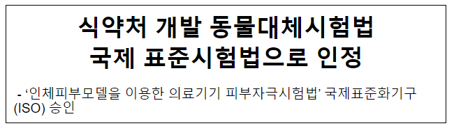 식약처 개발 동물대체시험법 국제 표준시험법으로 인정