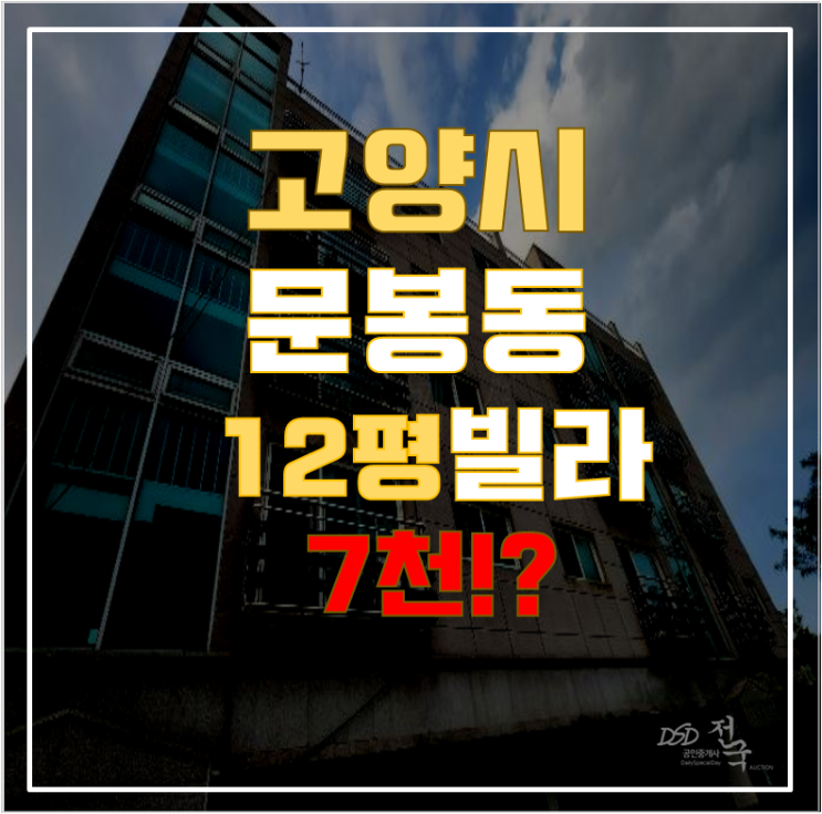 고양시경매 일산동구 문봉빌리지 12평 7천대 급매