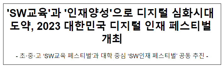 2023 대한민국 디지털 인재 페스티벌 개최 2023 대한민국 디지털 인재 페스티벌 개최