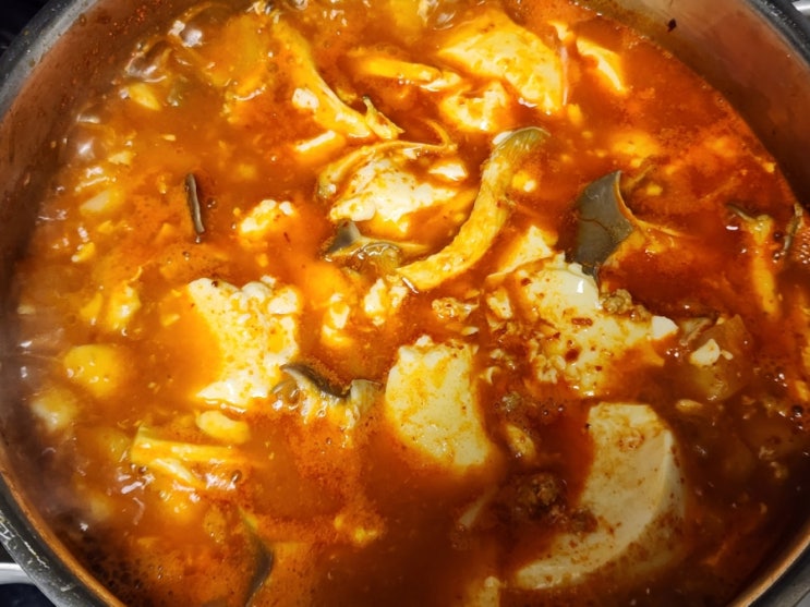  돼지고기 다짐육 순두부찌개 끓이는법 / 양념