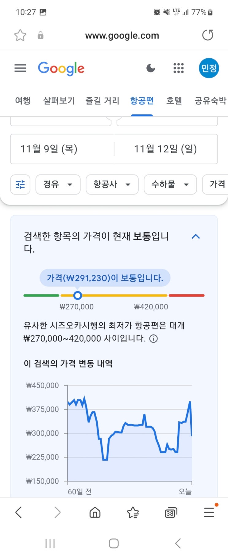  항공권 저렴하게 사는 법 : 구글 플라이트 (일본, 엔저)