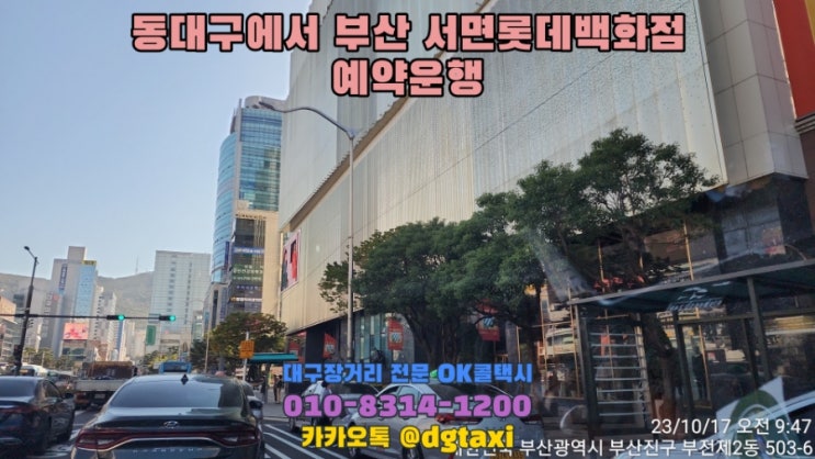  대구장거리콜택시- 동대구터미널에서 부산 서면롯데백화점 예약운행, 대구에서 부산 울산 양산 김해 택시비