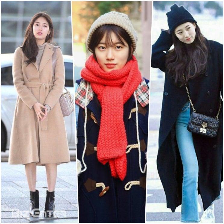 수지 사복패션: 청순과 시크의 조화 코트, 목도리 스타일(ft. 이두나)