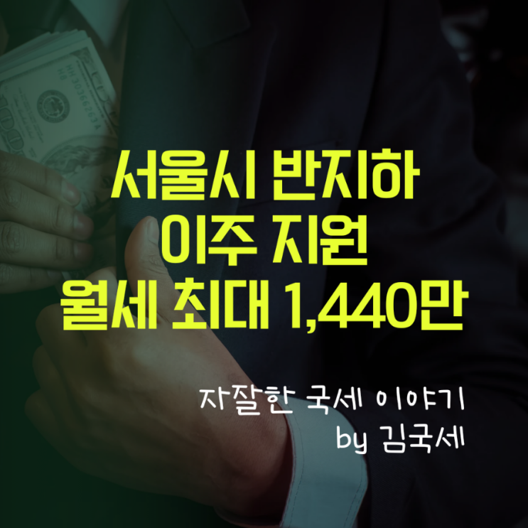 서울시 반지하 특정바우처!! 반지하 거주 가구 이주 지원 (월세 최대 1440만 원)
