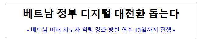 (글로벌교육과) 베트남 정부 디지털 대전환 돕는다 (글로벌교육과) 베트남 정부 디지털 대전환 돕는다