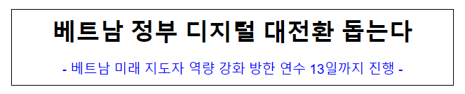 (글로벌교육과) 베트남 정부 디지털 대전환 돕는다