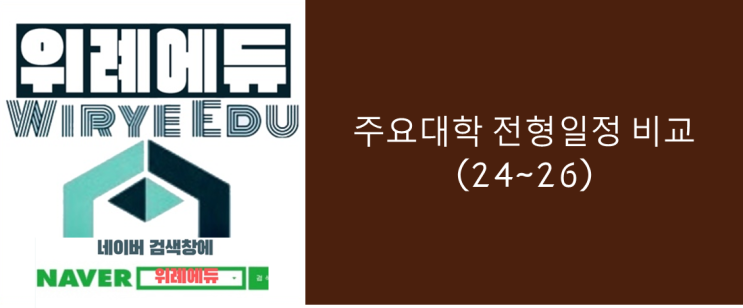  주요대학 전형일정 비교(24~26년)