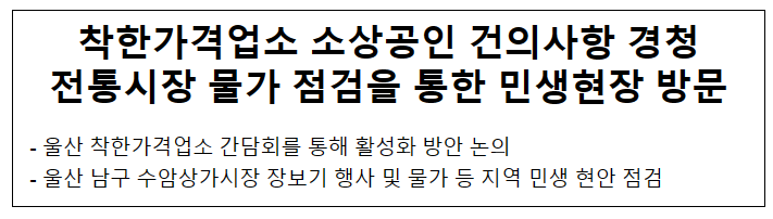 착한가격업소 소상공인 건의사항 경청 전통시장 물가 점검을 통한 민생현장 방문