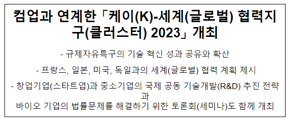 컴업과 연계한 「케이(K)-세계(글로벌) 협력지구(클러스터) 2023」 개최