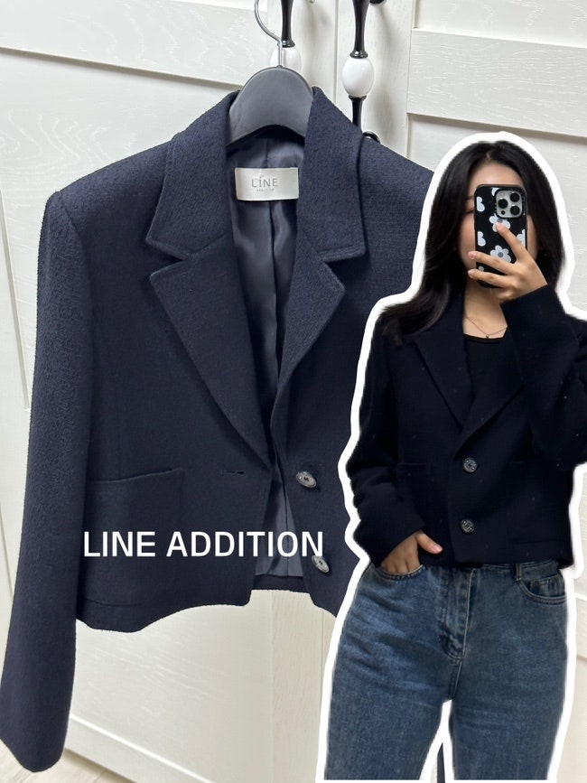 [LINE ADDITION] 라인에디션 스탠다드핏 트위드 네이비 크롭자켓