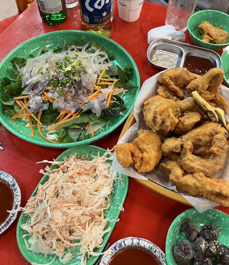  [여수 학동 술집] 여수 골목포차 산오징어 치킨한마리