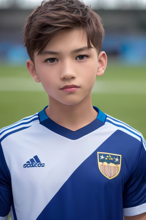  [Ai Greem] 그림_남자 593: 파란색 축구복을 입은 소년 Ai 무료 이미지