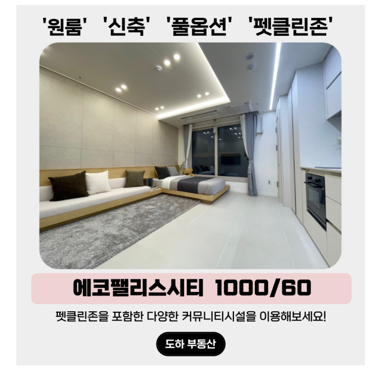  서면 원룸, 펫클린존이 있는 에코팰리스시티 B,E타입