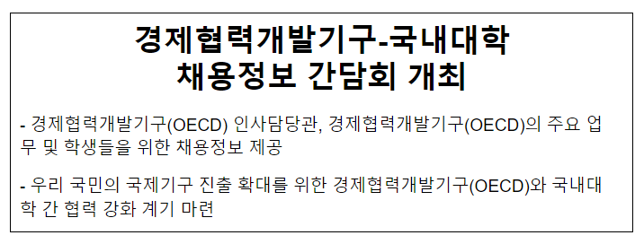경제협력개발기구-국내대학 채용정보 간담회 개최