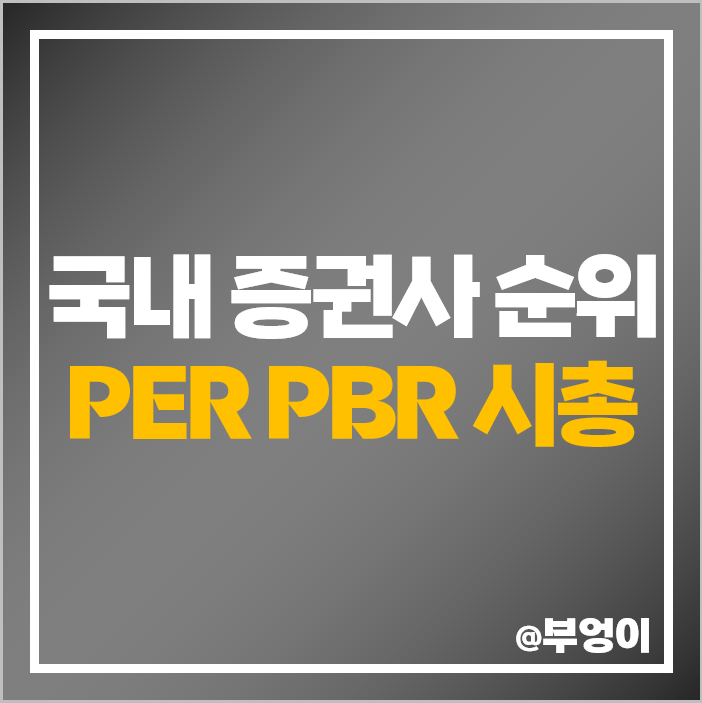 국내 증권사 순위 상장 증권회사 주식 PER PBR 시가총액 순위 국내 증권사 순위 상장 증권회사 주식 PER PBR 시가총액 순위