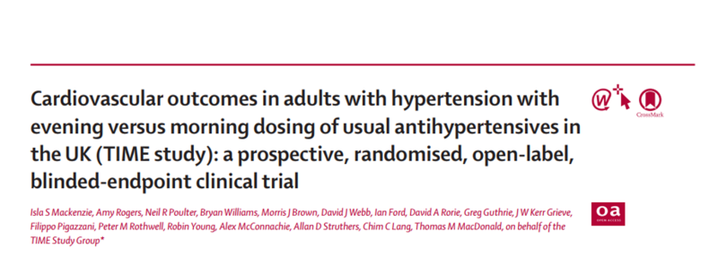 저녁 혈압약 복용이 심혈관계질환 위험을 낮추는지에 대한 연구 (TIME study)