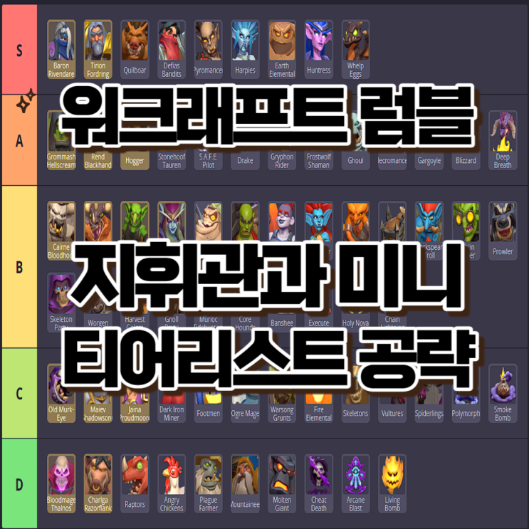  워크래프트 럼블 티어 공략! 지휘관과 미니 티어 리스트를 확인해 보세요